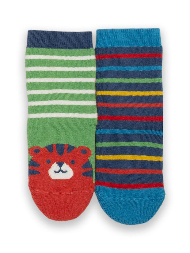 Tiger face grippy socks fern