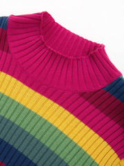 Trigon turtle neck knit top rainbow