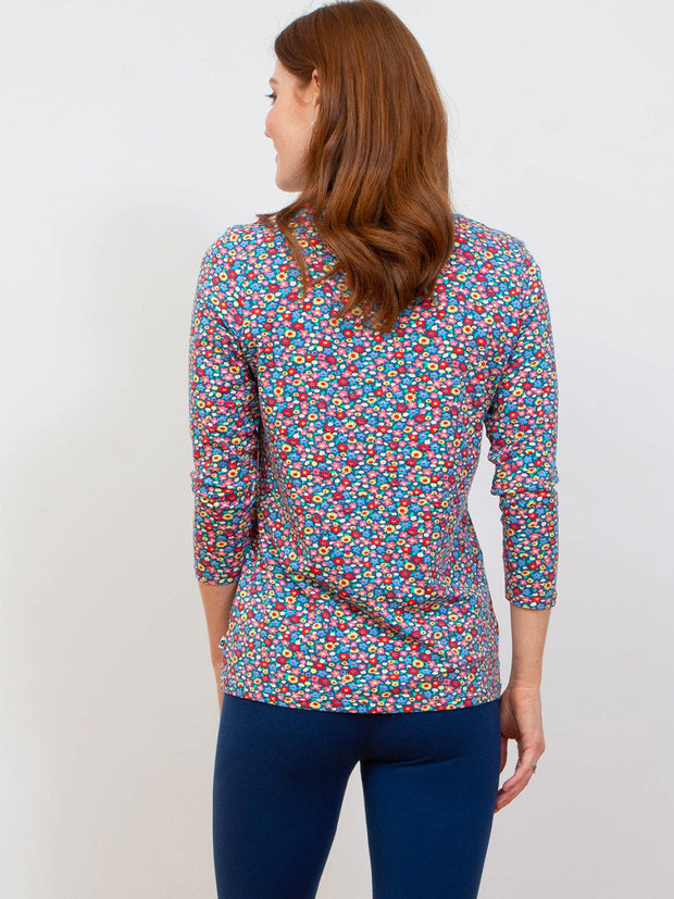 Tarrant 3/4 sleeve jersey top meadow ditsy bright