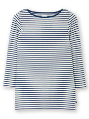 Ashington boat neck 3/4 sleeve jersey top navy stripe