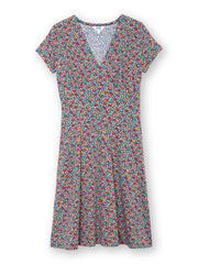 Cheselbourne jersey dress meadow ditsy bright