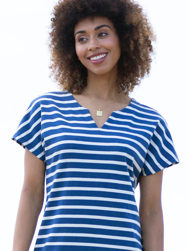 Alum jersey dress navy stripe