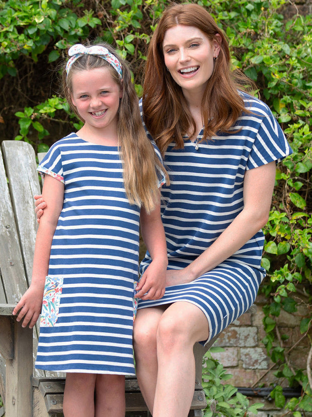 Alum jersey dress navy stripe