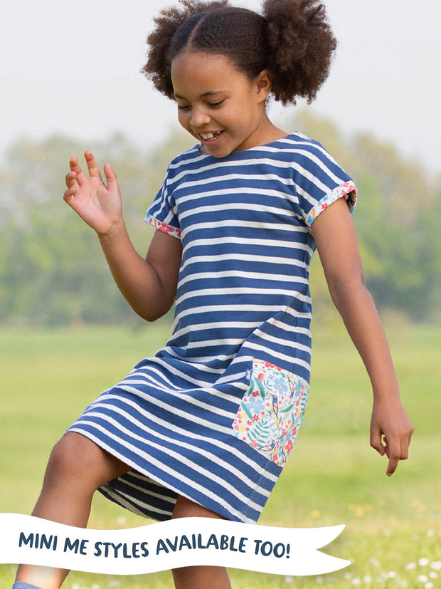 Alum jersey dress navy stripe