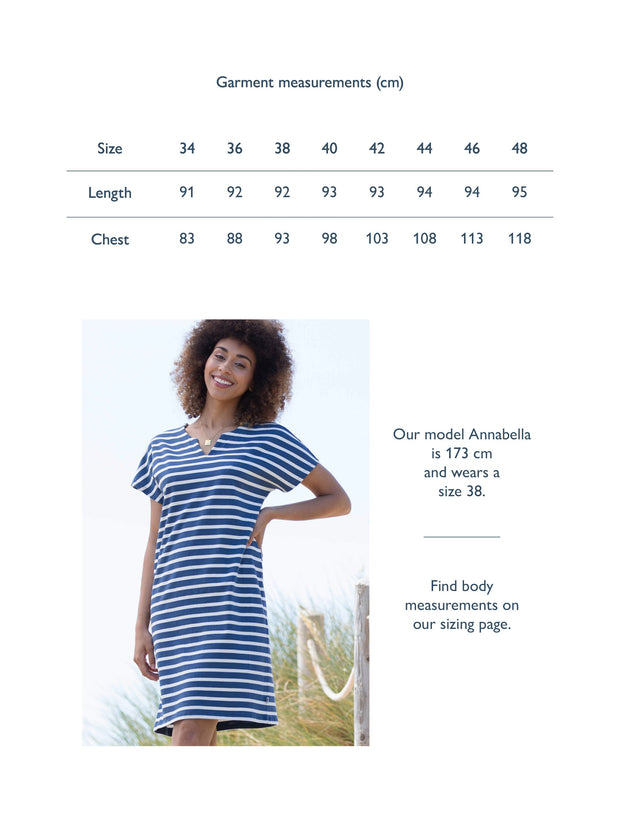 Alum jersey dress navy stripe