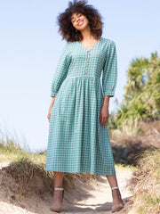 Worgret 3/4 sleeve flannel check dress