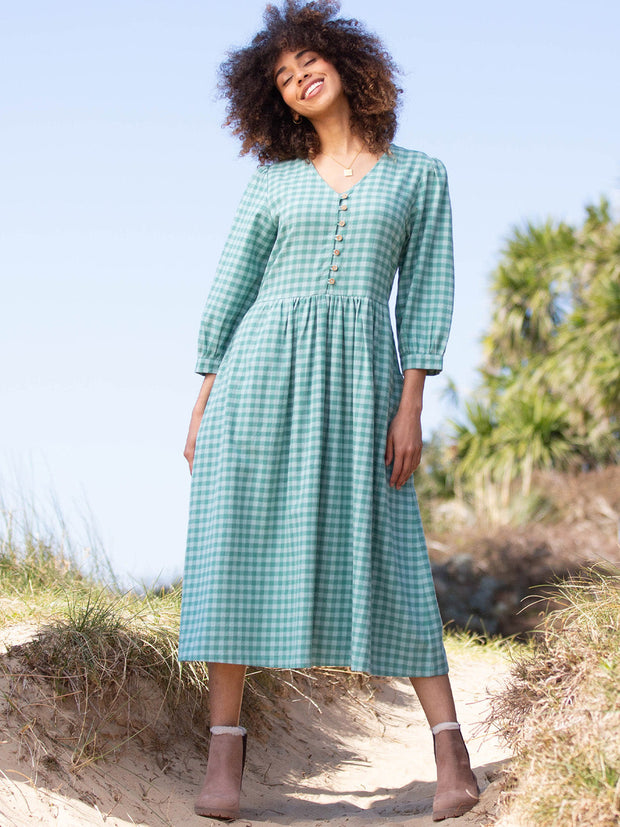 Worgret 3/4 sleeve flannel check dress