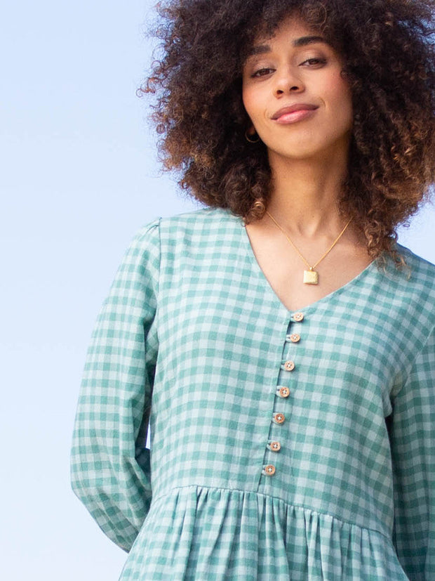 Worgret 3/4 sleeve flannel check dress