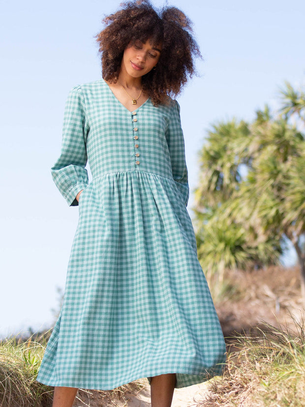 Worgret 3/4 sleeve flannel check dress