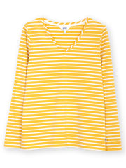 Tarrant V-neck jersey top ochre stripe