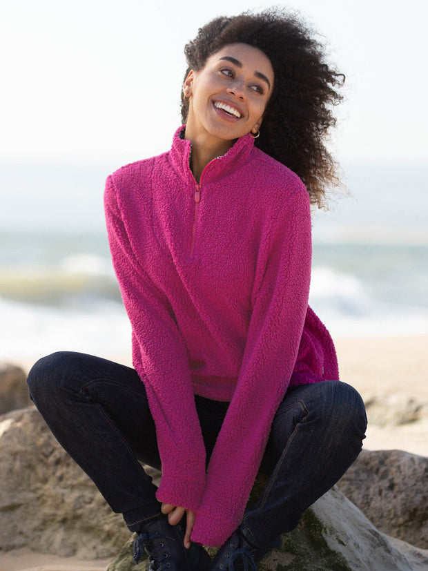 Purbeck 1/4 Zip Teddy Fleece Fuchsia
