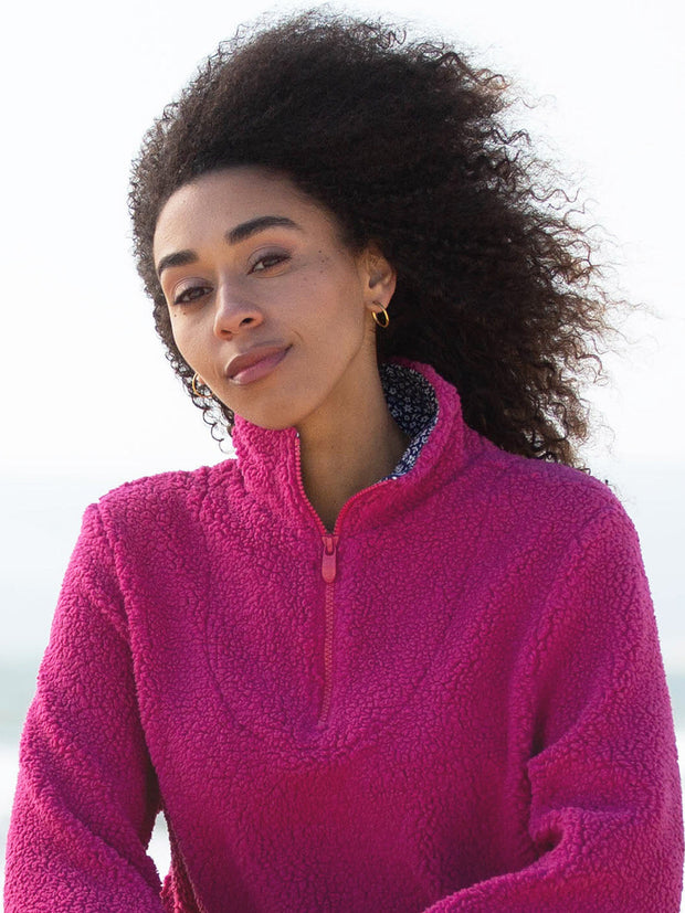 Purbeck 1/4 Zip Teddy Fleece Fuchsia