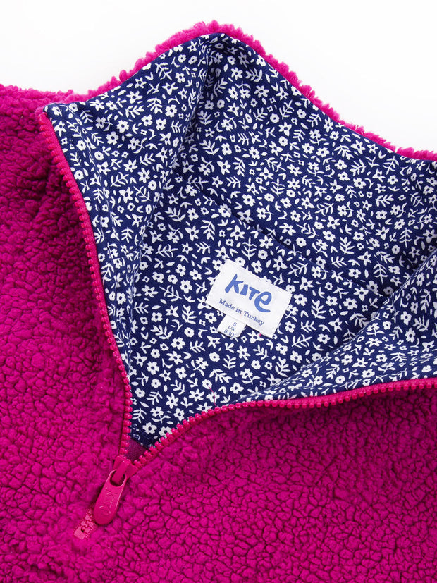 Purbeck 1/4 Zip Teddy Fleece Fuchsia