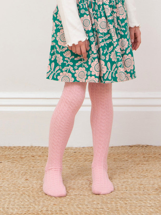 Cable Tights Dusky Pink