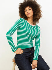 Portesham Jersey Top Emerald Stripe