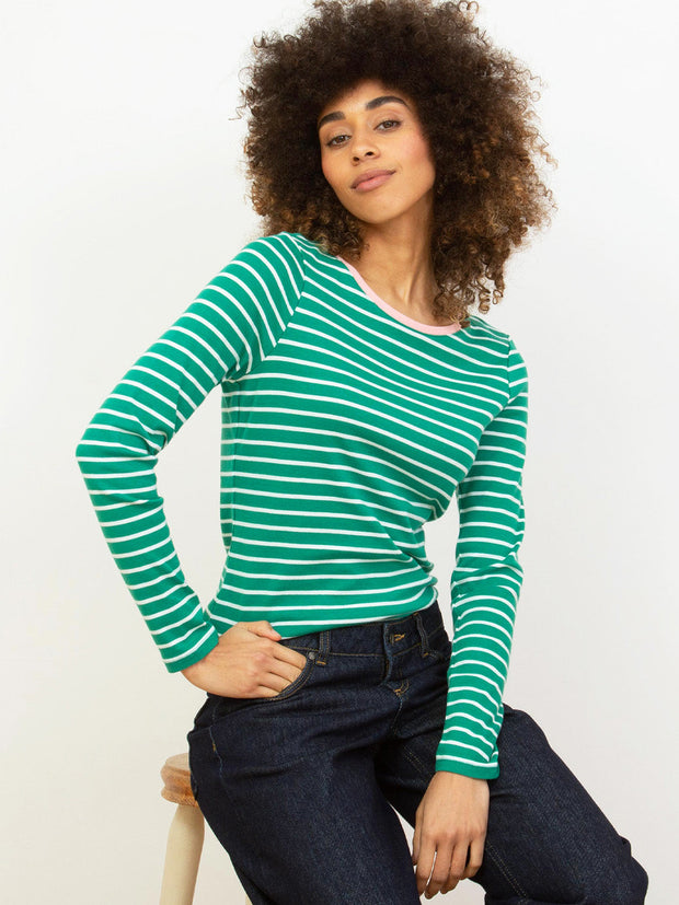 Portesham Jersey Top Emerald Stripe