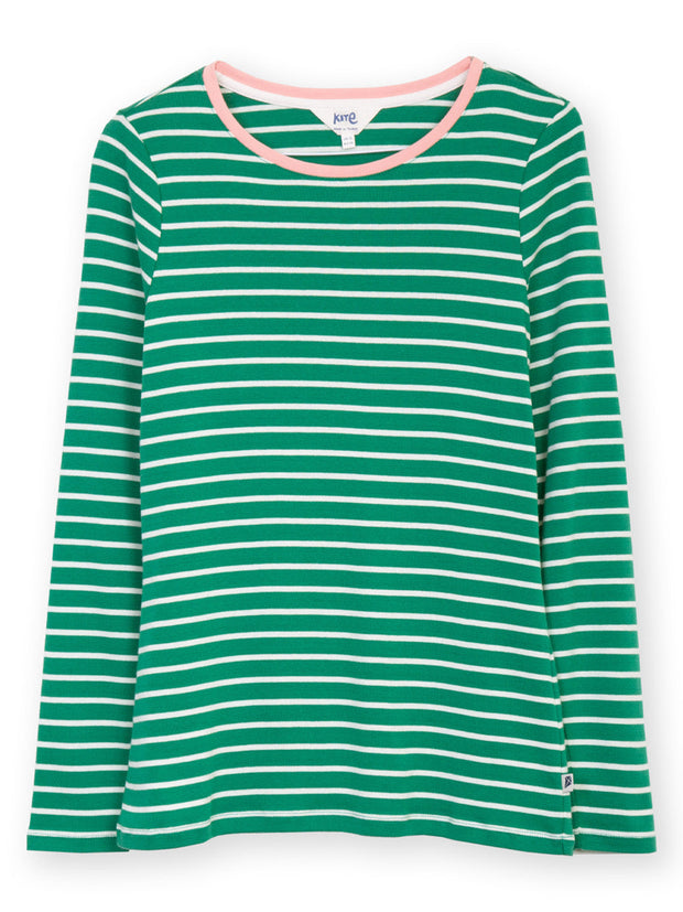 Portesham Jersey Top Emerald Stripe