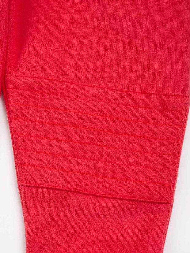 Stitch Patch Joggers Red