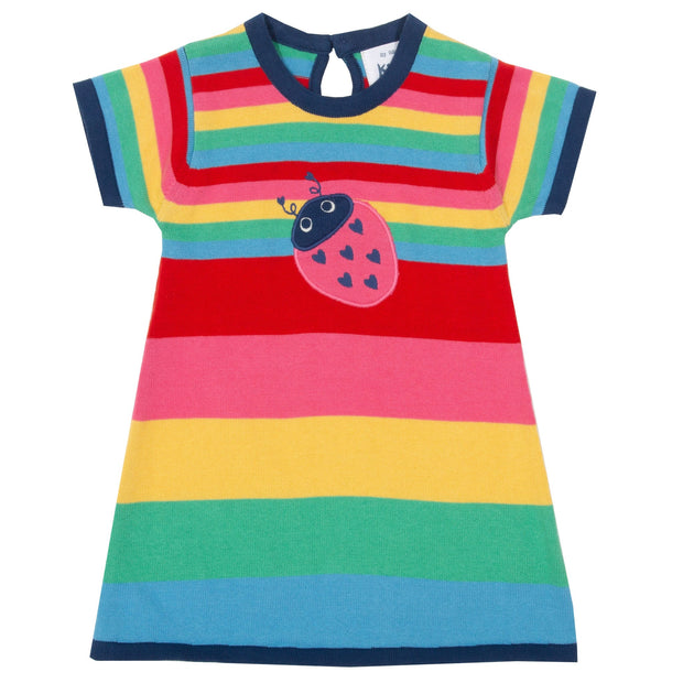 Flat shot of rainbow knit dress