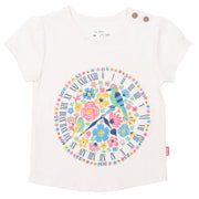 Flat shot of shepherd gate clock t-shirt