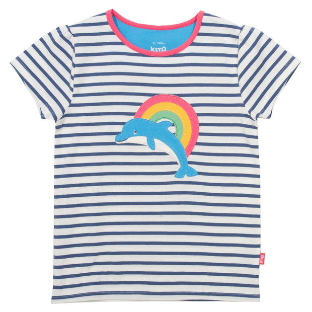 Flat shot of dolphin rainbow t-shirt