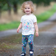 Girl in petal press leggings