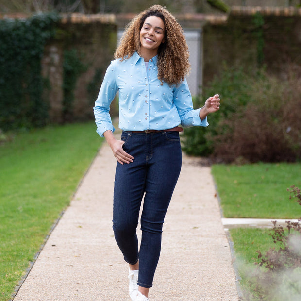 Woman in wimborne shirt