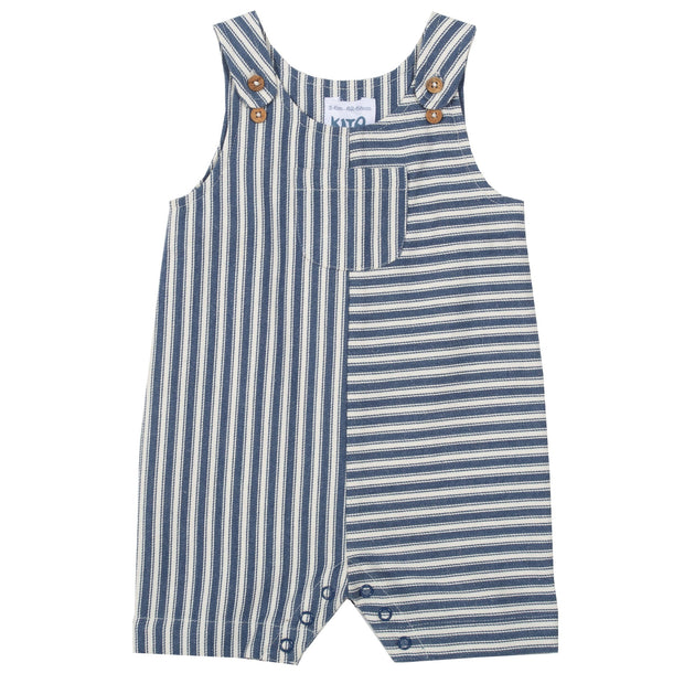 Flat shot of ticking romper dungarees