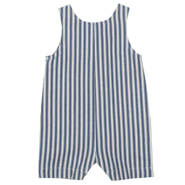 Flat shot of ticking romper dungarees