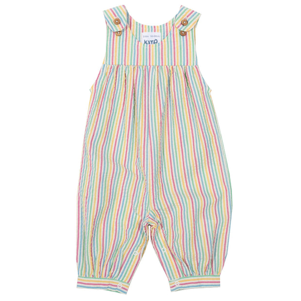 Flat shot of seersucker dungarees