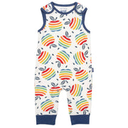 Flat shot of rainbow apple dungarees