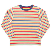 Flat shot of rainbow stripe t-shirt