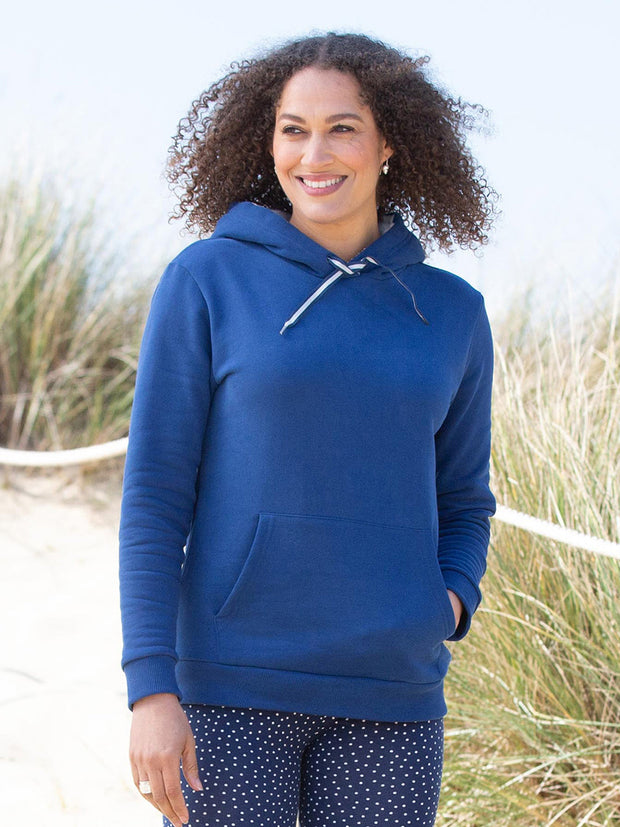Kite - Womens organic cotton South Beach hooded sweatshirt midnight navy - Lined hood in fleece