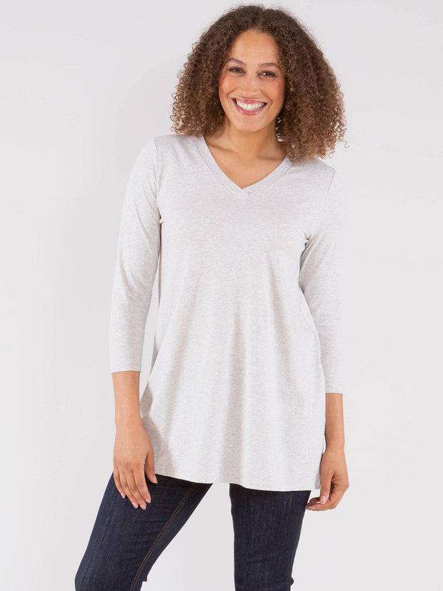 Kite - Womens organic cotton Throop tunic grey marl grey - 3/4 length sleeves