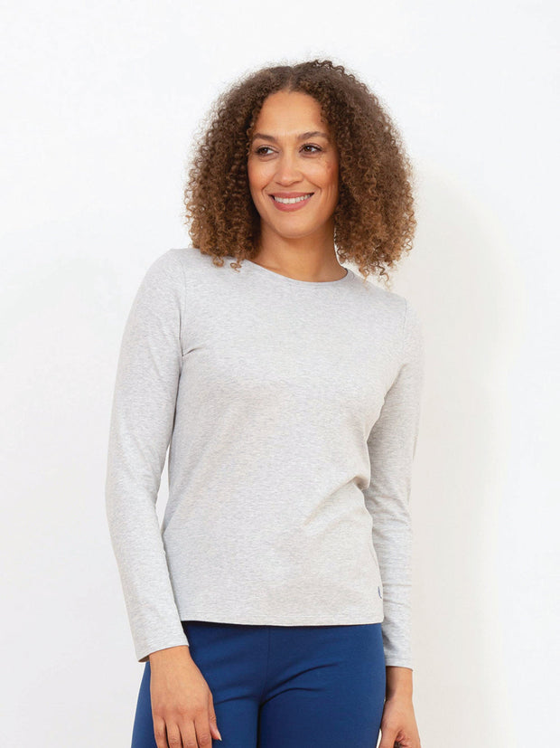 Kite - Womens organic cotton Tarrant jersey top grey marl grey - Long sleeved