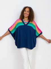Kite - Womens organic Poole knit poncho navy - Midweight knitwear