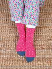 Kite - Womens organic Camper dot socks pink - Two pack