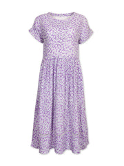Kite - Womens organic Everley muslin dress Daisy Bell purple - All-over print - Mid-calf length