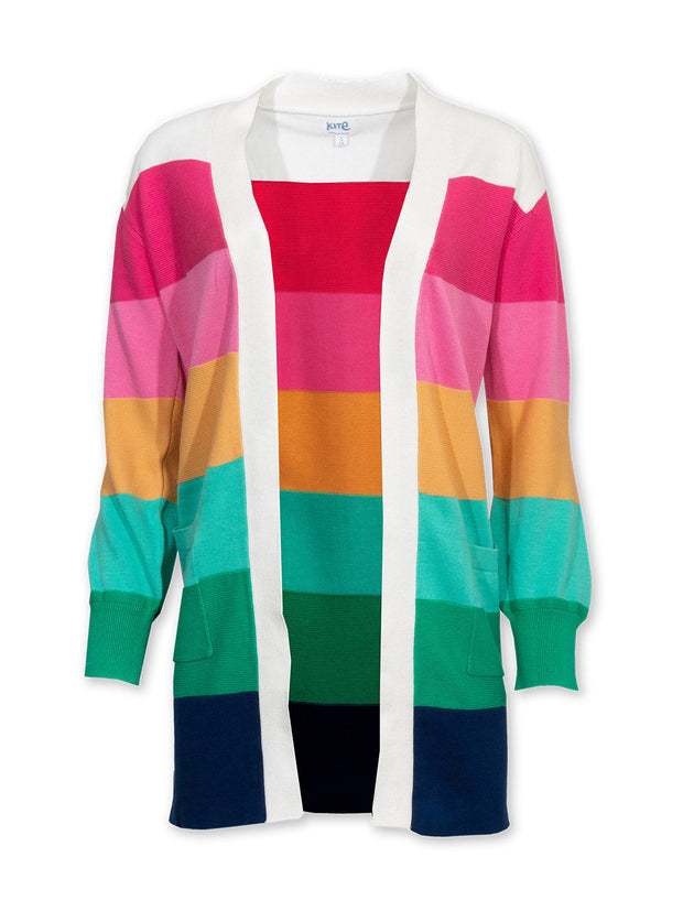 Kite - Womens organic Parley longline knit cardigan rainbow - Long sleeved