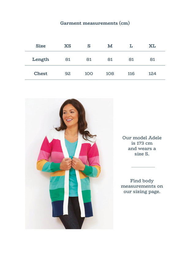 Kite - Womens organic Parley longline knit cardigan rainbow - Long sleeved