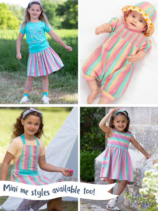 Kite - Womens organic Mudeford button front midi skirt - Yarn dyed stripe - Mid-calf length