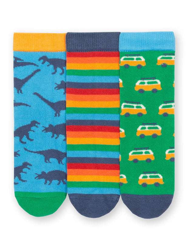 Kite - Boys organic dino socks - Three pack