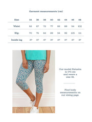 Kite - Womens organic Holt cropped leggings daisy fields navy - All-over print - Deep elasticated waistband