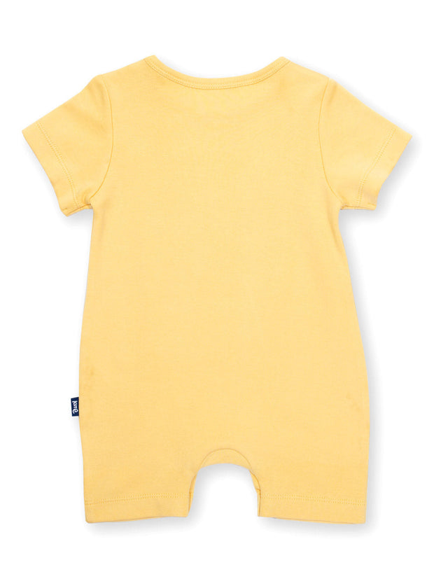 Kite - Baby organic bunny time romper yellow - Appliqué design - Coconut button shoulder opening