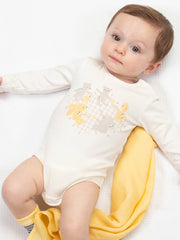 Kite - Baby organic teddy teatime bodysuit cream - Placement print - Popper openings