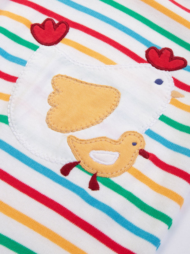 Kite - Baby organic lucky duck romper rainbow - Appliqué design - Popper openings