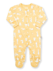 Kite - Baby organic bunny time sleepsuit yellow - Y-shaped popper opening