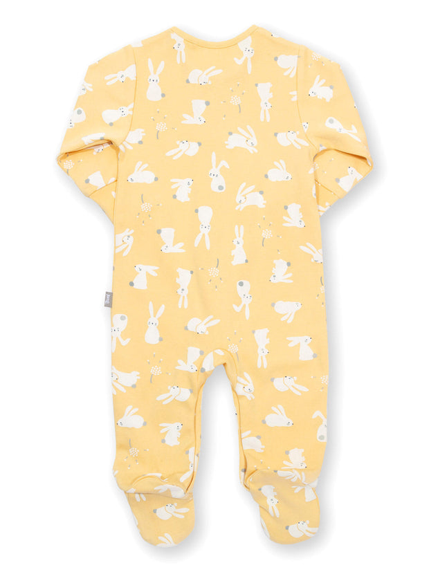 Kite - Baby organic bunny time sleepsuit yellow - Y-shaped popper opening