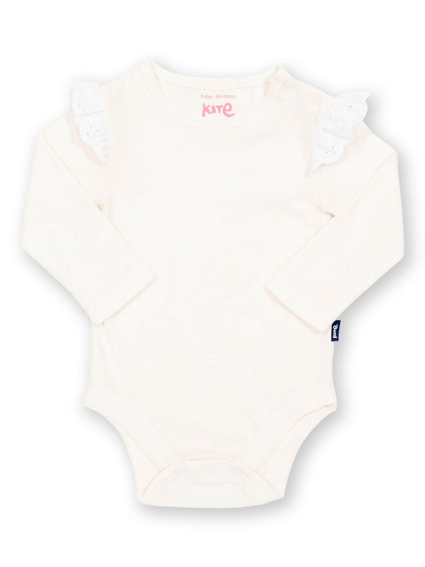Kite - Baby Girls organic broderie bodysuit cream - Single jersey with a little bit of stretch - Popper openings