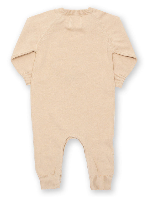 Kite - Baby organic sheepy knit romper beige - Sheep jacquard design - Popper crotch opening